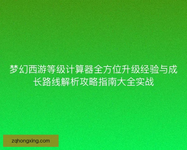 梦幻西游等级计算器全方位升级经验与成长路线解析攻略指南大全实战