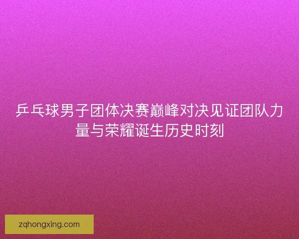 乒乓球男子团体决赛巅峰对决见证团队力量与荣耀诞生历史时刻