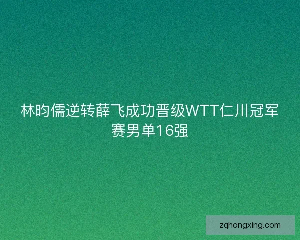 林昀儒逆转薛飞成功晋级WTT仁川冠军赛男单16强