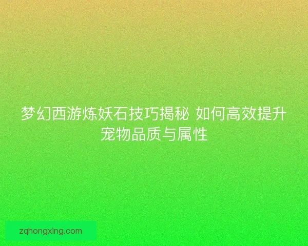 梦幻西游炼妖石技巧揭秘 如何高效提升宠物品质与属性